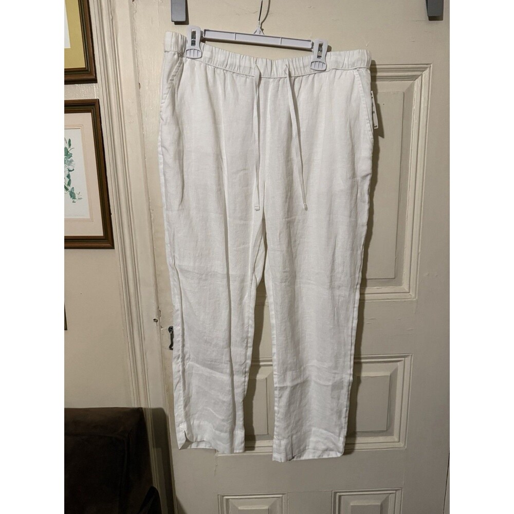 Caslon Women’s Large White 100% Linen Pull On Pants NWT Nordstrom